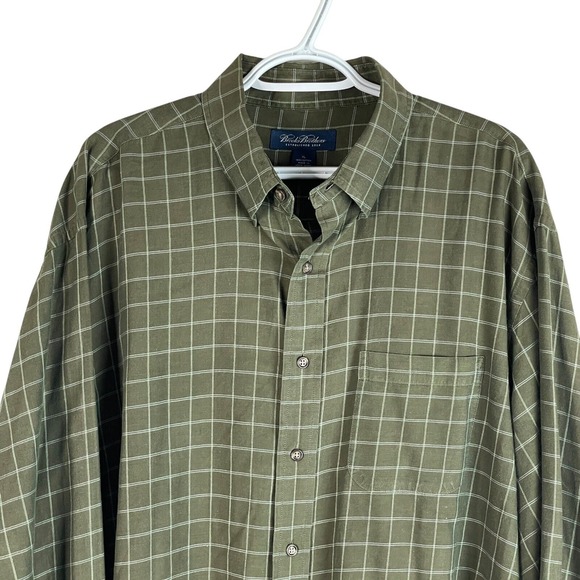 Brooks Brothers Mens Button Down Shirt XL Green Plaid‎ Check Lightweight Pocket - Picture 1 of 5